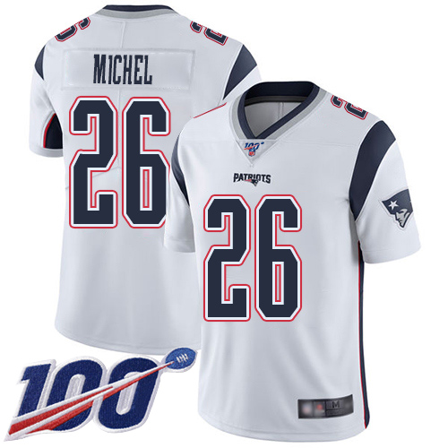 New England Patriots Football 26 Vapor Untouchable 100th Season Limited White Men Sony Michel Road NFL Jersey